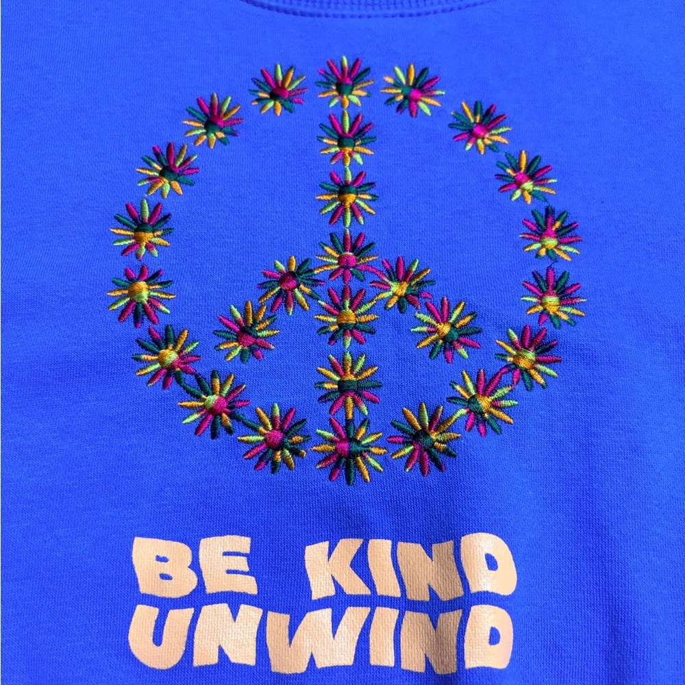 Urban Outfitters Blue Peace Sign Crop Top be kind unwind - Picture 4 of 7